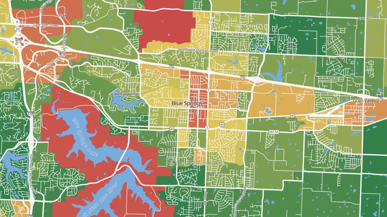 Blue Springs, MO Map of Assault Rates