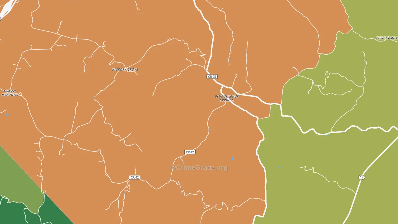 Blue Sulphur Springs, WV Map of Assault Rates