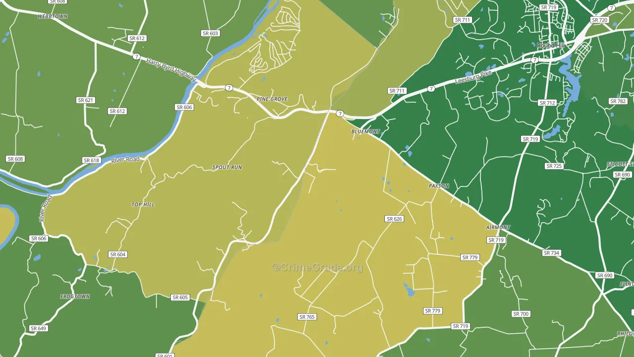 Bluemont, VA Map of Assault Rates