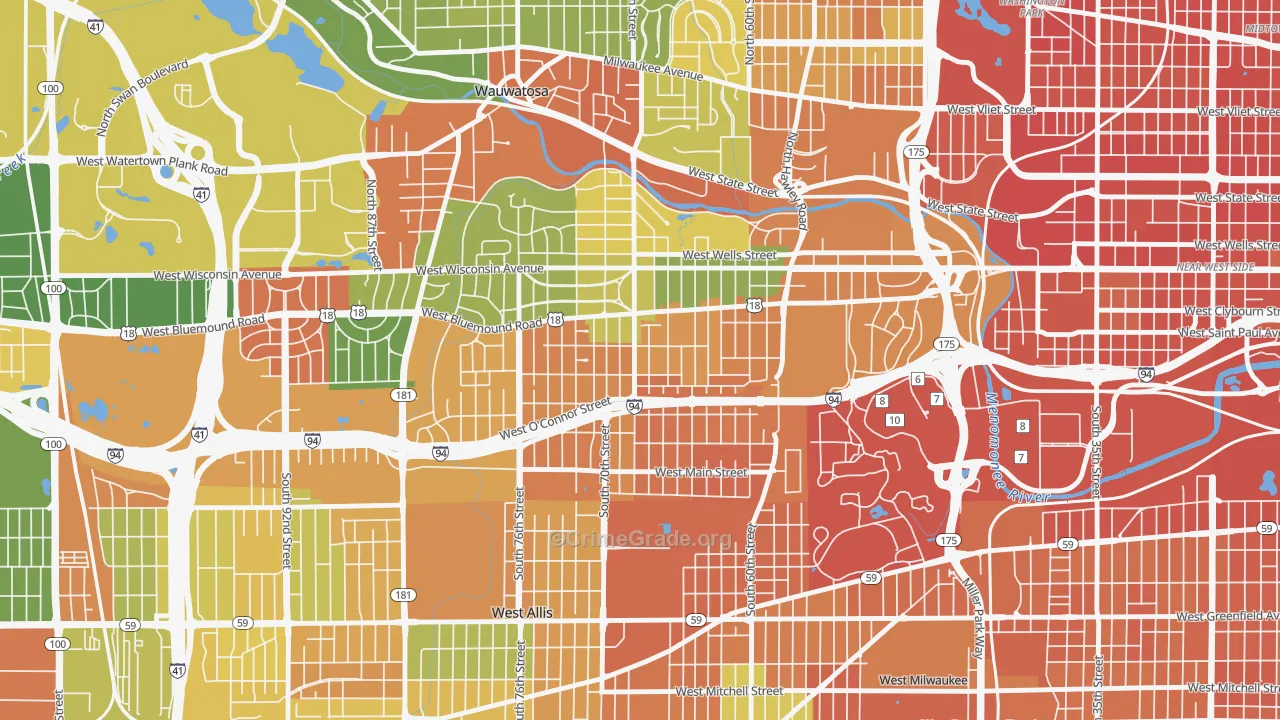 Bluemound Heights, Milwaukee, WI Map of Assault Rates