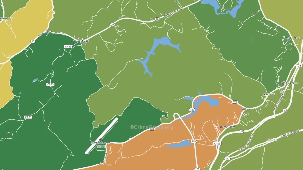 Bluestone, WV Map of Assault Rates