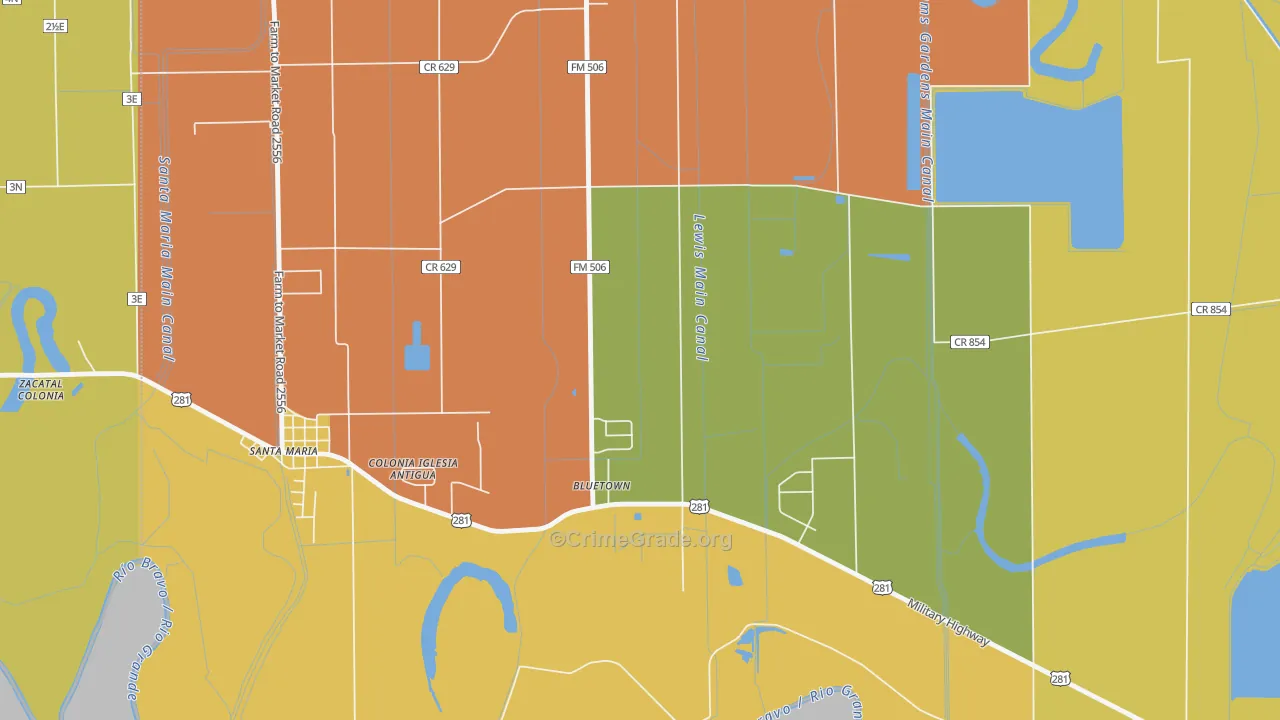 Bluetown, TX Map of Assault Rates