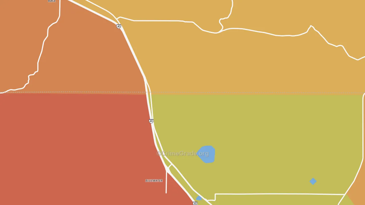 Bluewater, NM Map of Assault Rates