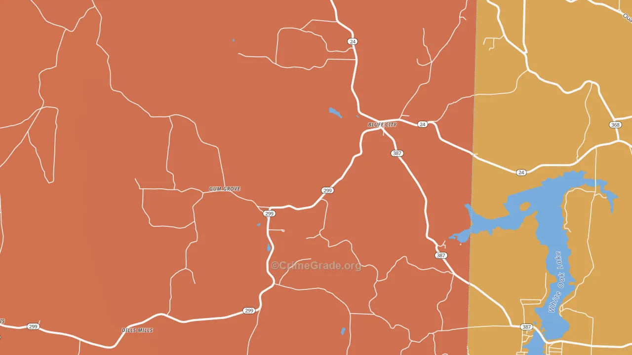 Bluff City, AR Map of Assault Rates