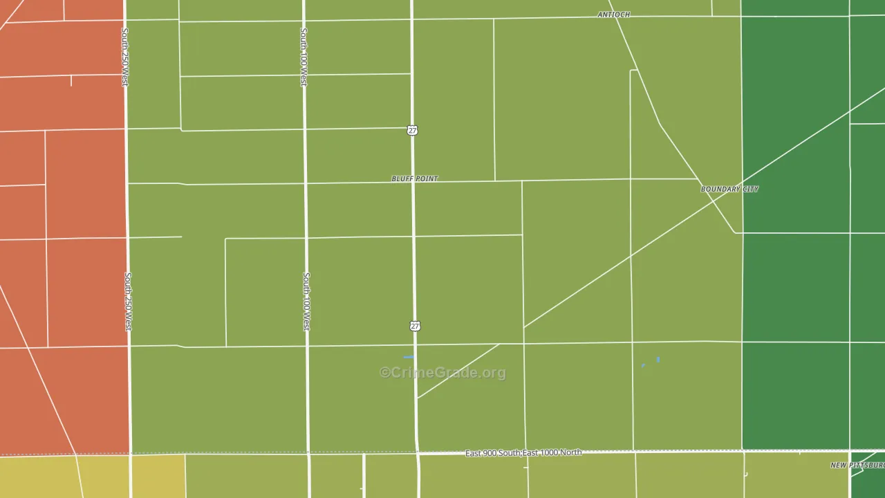 Bluff Point, IN Map of Assault Rates