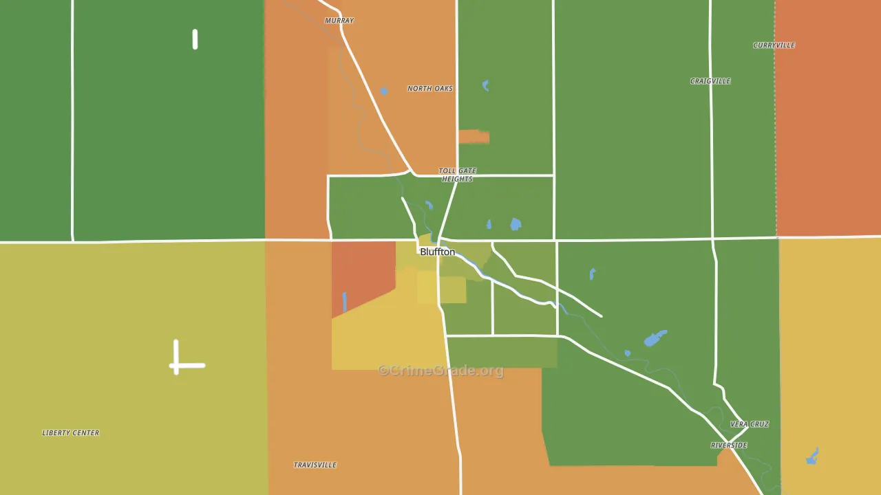 Bluffton, IN Map of Assault Rates