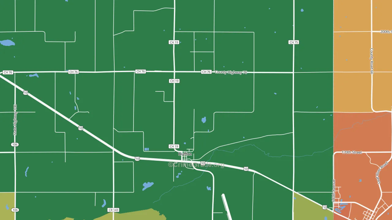 Bluffton, MN Map of Assault Rates