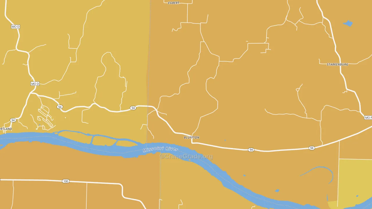 Bluffton, MO Map of Assault Rates
