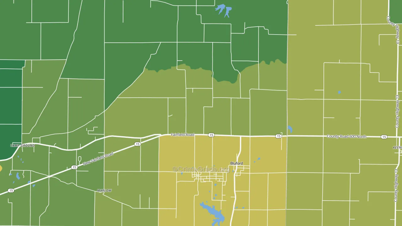 Bluford, IL Map of Assault Rates