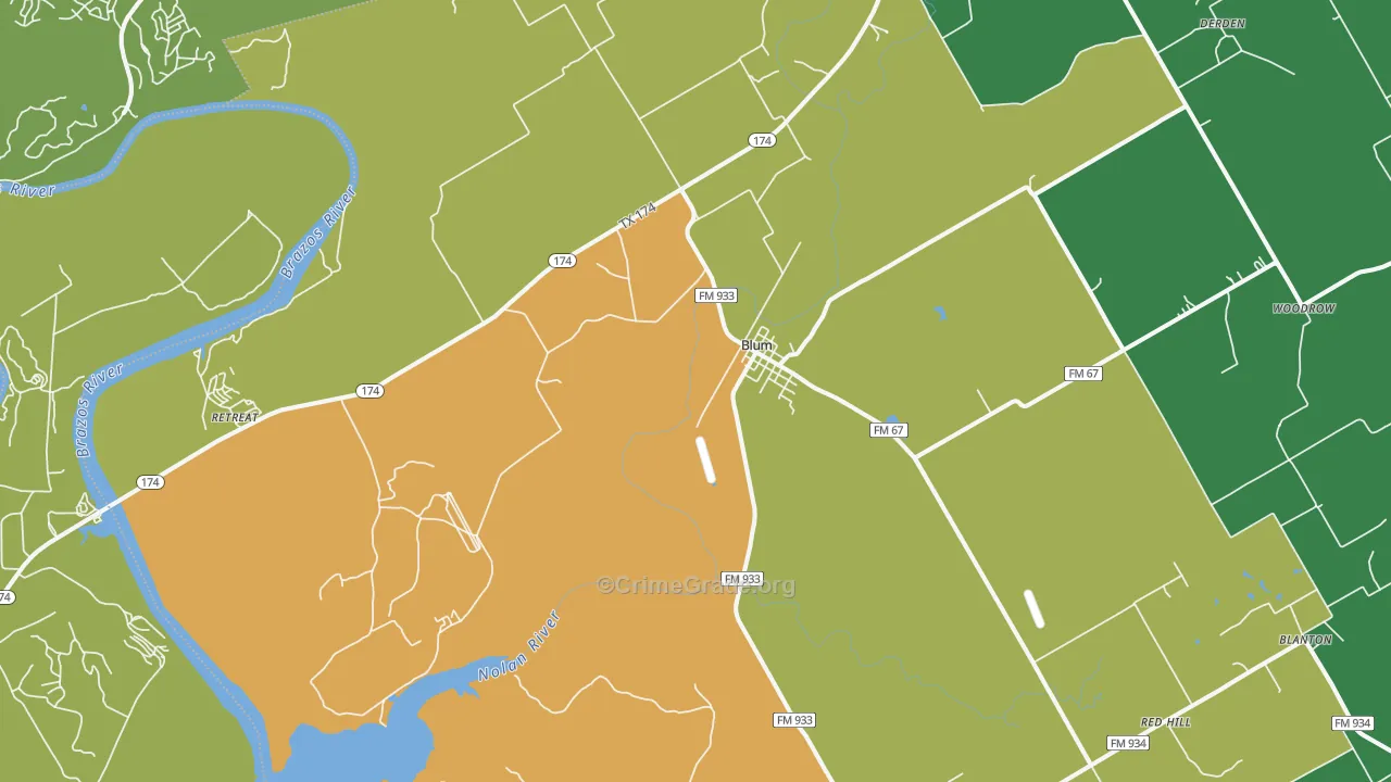 Blum, TX Map of Assault Rates