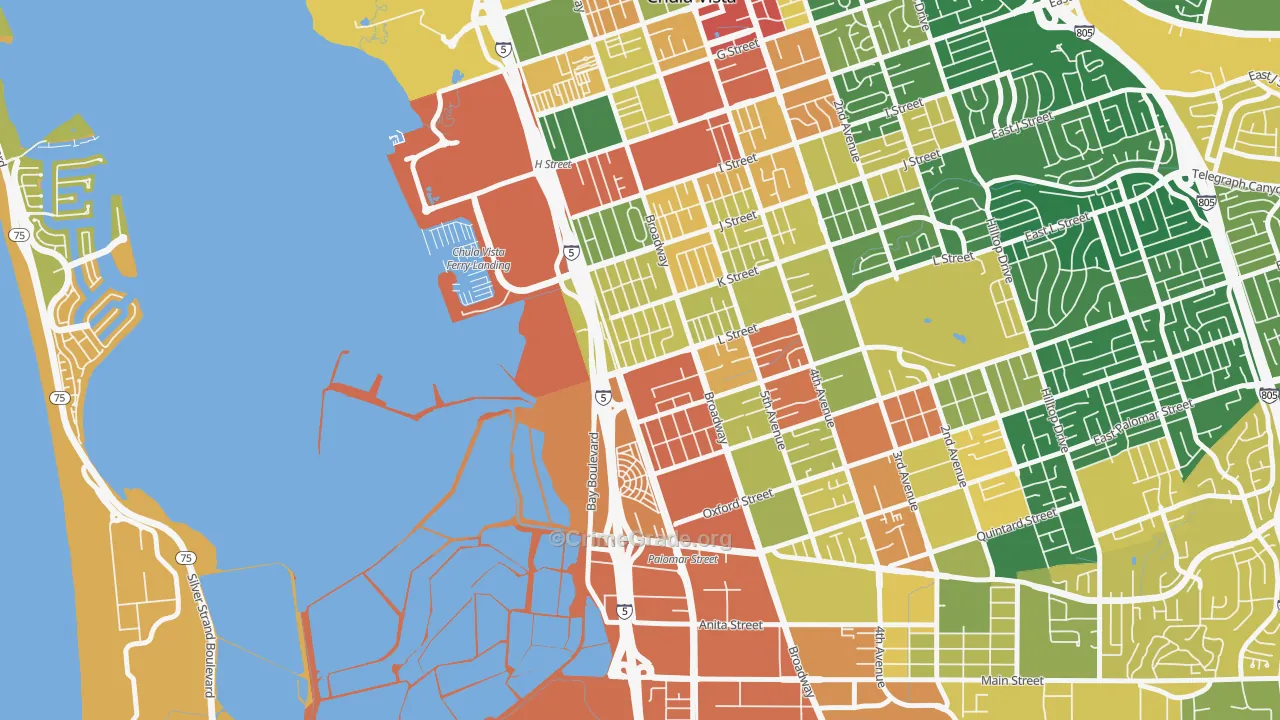 Boal, Chula Vista, CA Map of Assault Rates