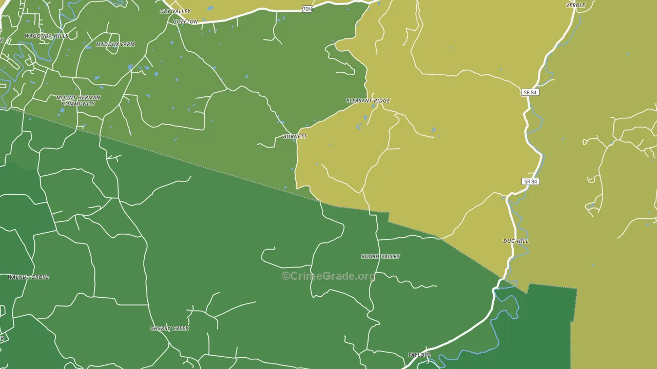 Board Valley, TN Map of Assault Rates