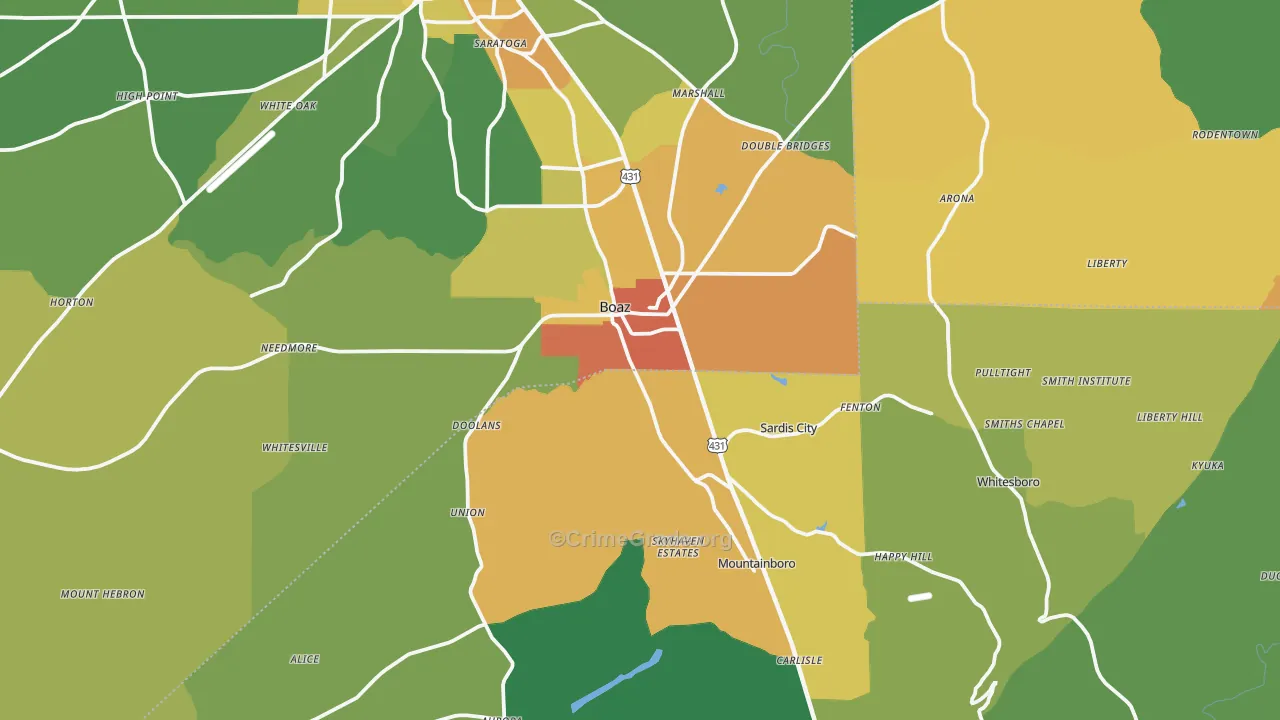 Boaz, AL Map of Assault Rates