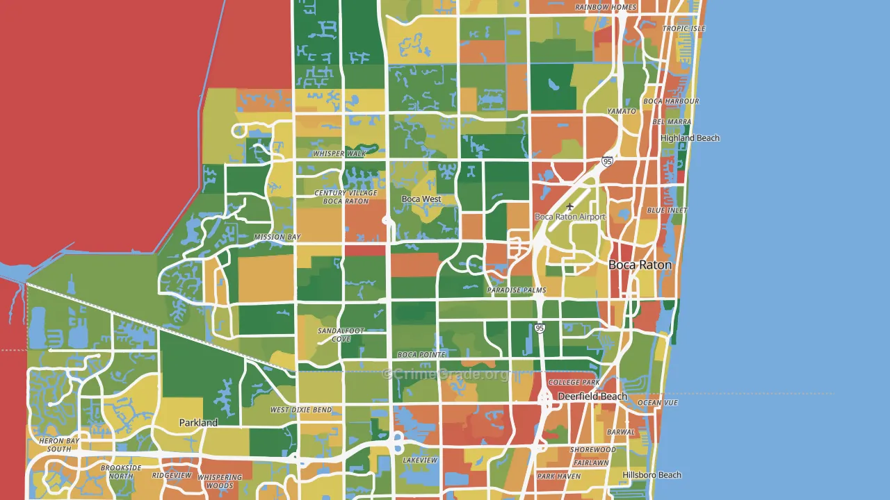 Boca Raton, FL Map of Assault Rates