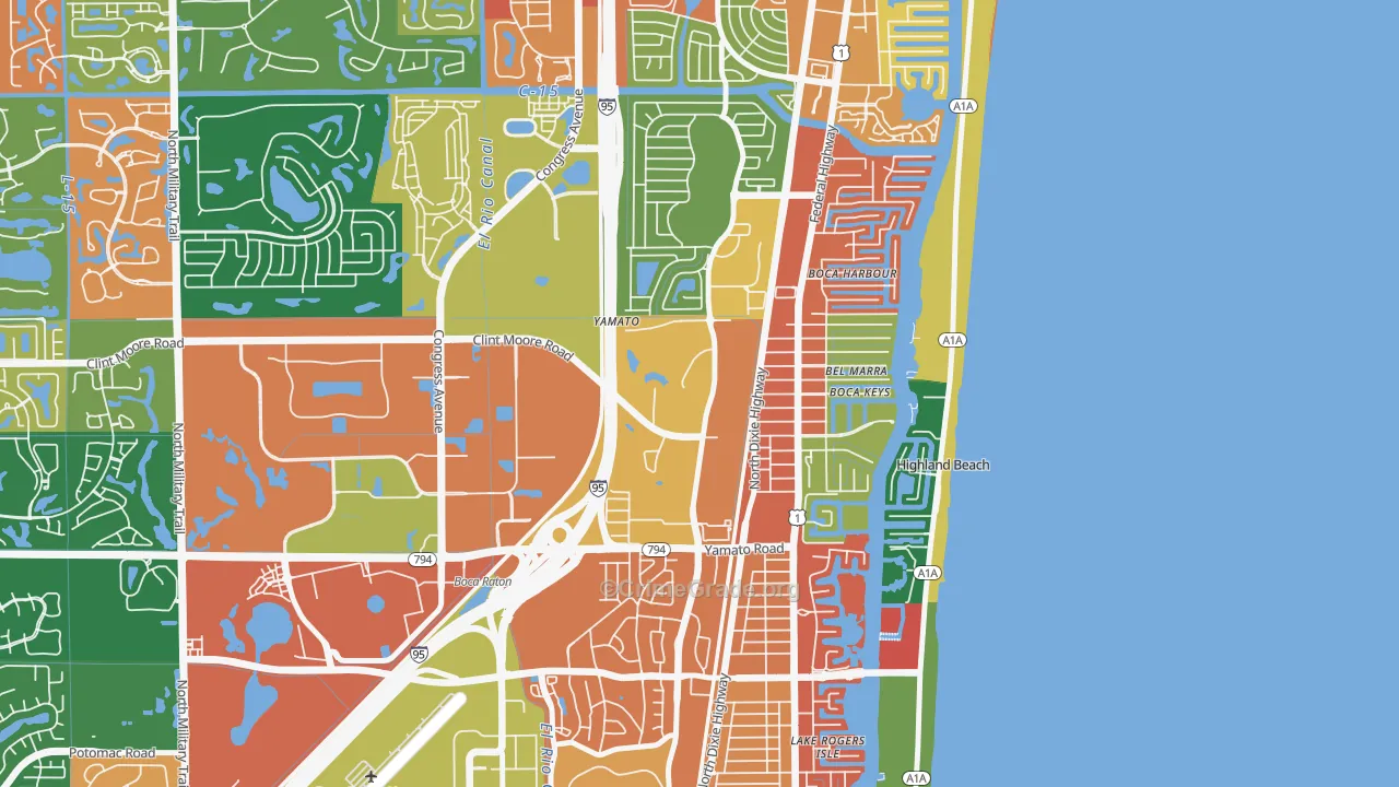Boca Teeca, Boca Raton, FL Map of Assault Rates