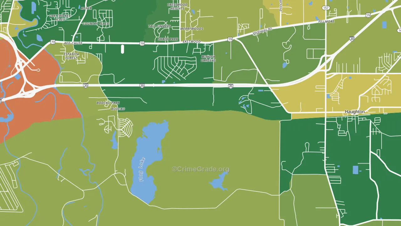 Bodcau, LA Map of Assault Rates