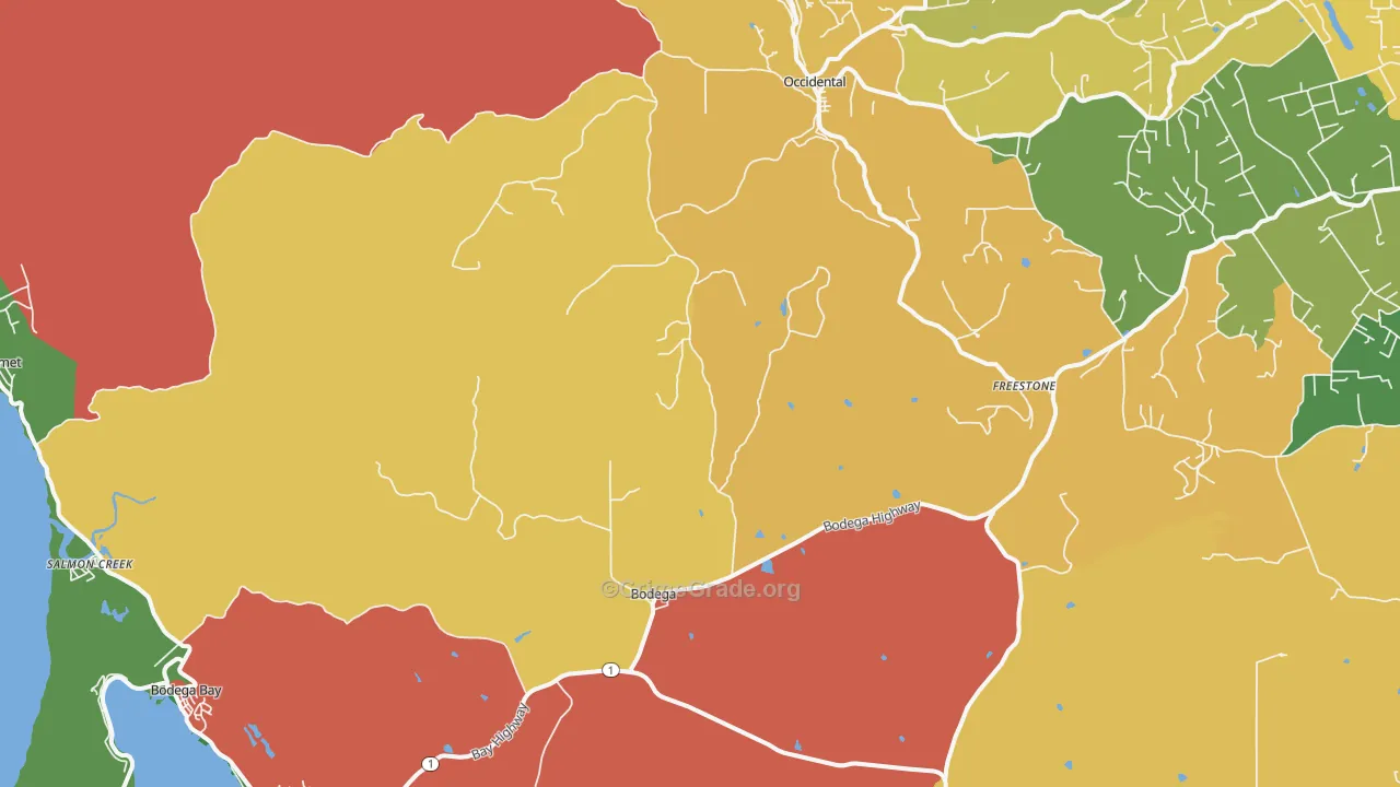 Bodega, CA Map of Assault Rates