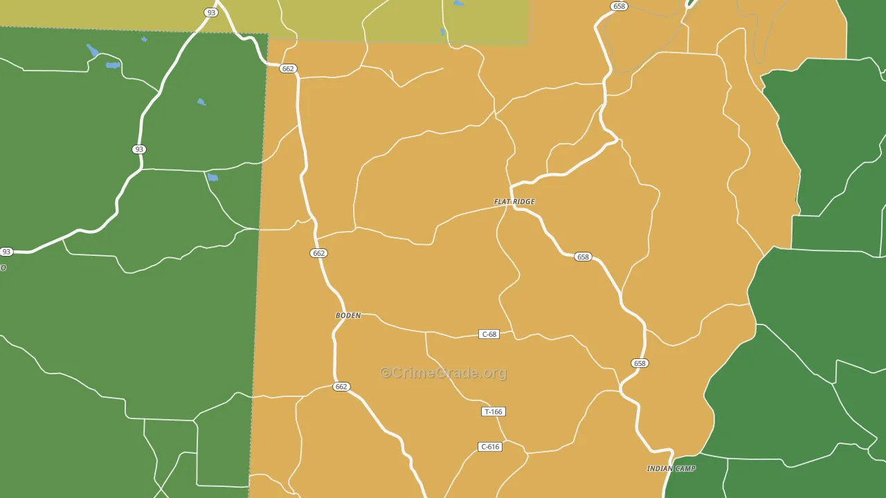 Boden, OH Map of Assault Rates
