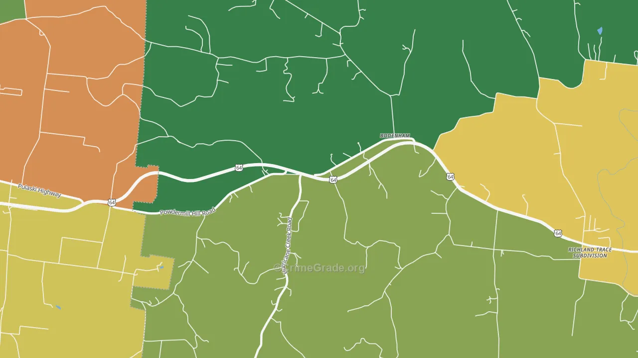Bodenham, TN Map of Assault Rates