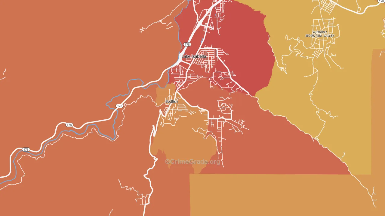 Bodfish, CA Map of Assault Rates