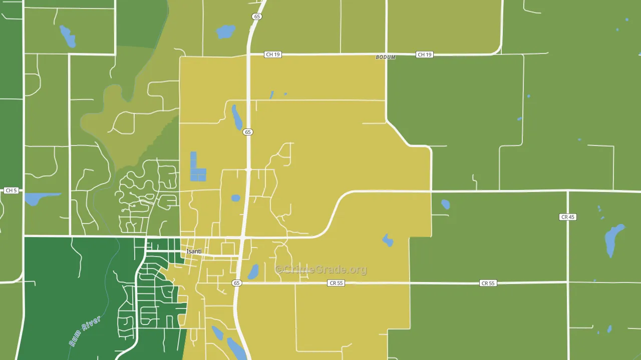 Bodum, MN Map of Assault Rates