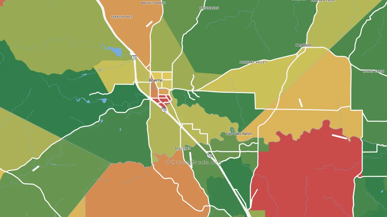 Boerne, TX Map of Assault Rates