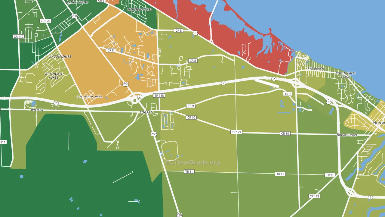 Bogart, OH Map of Assault Rates