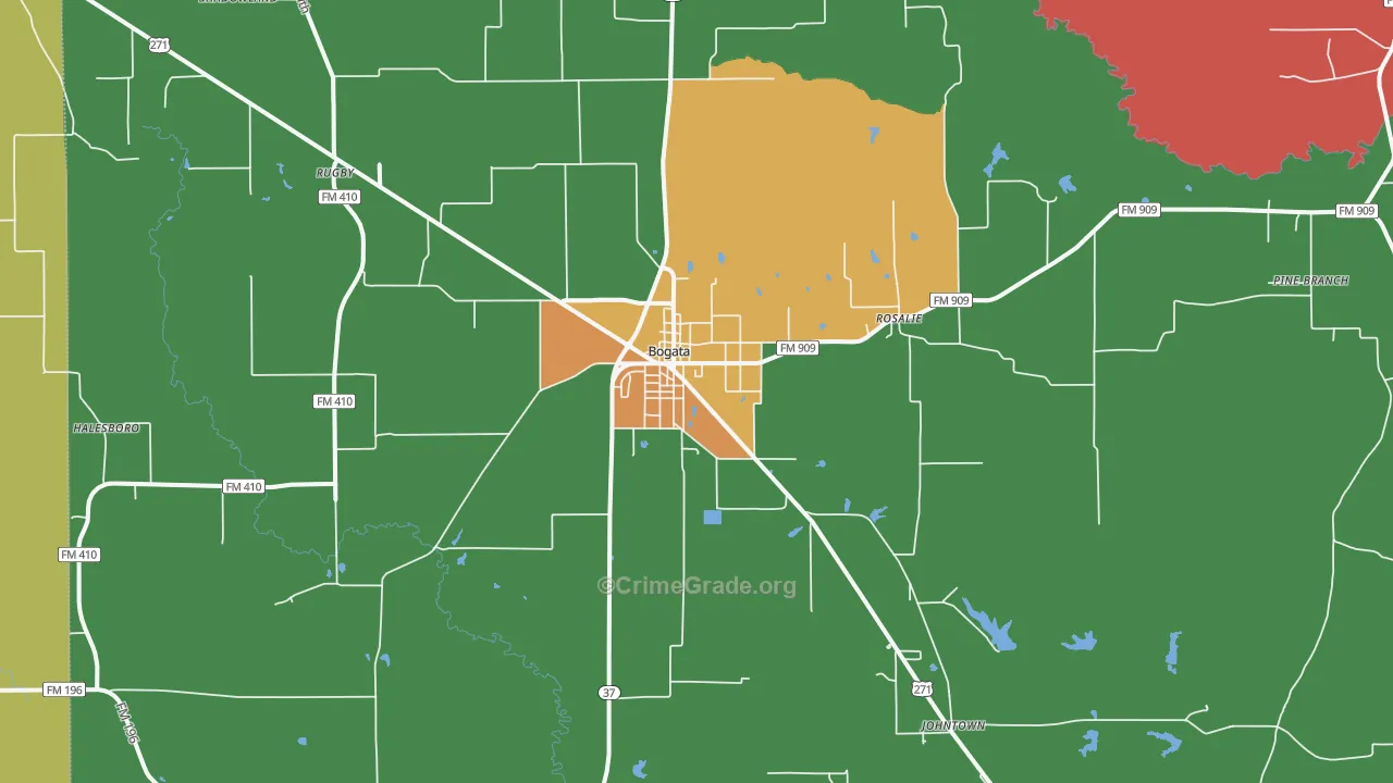 Bogata, TX Map of Assault Rates