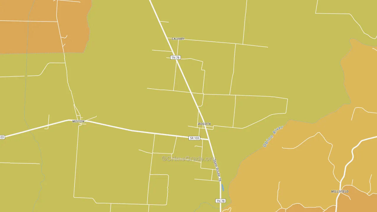 Bogota, TN Map of Assault Rates