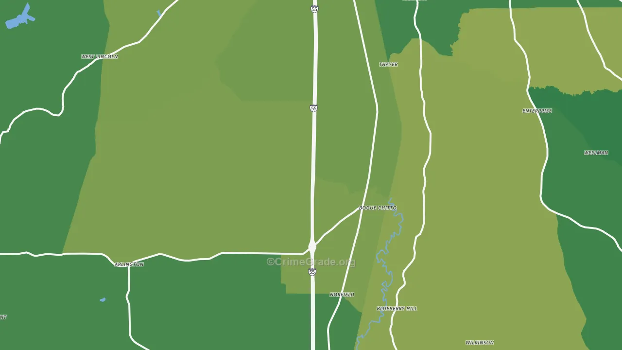 Bogue Chitto, MS Map of Assault Rates