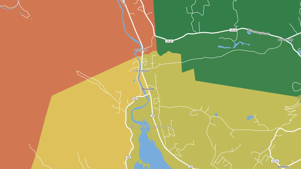 Boiceville, NY Map of Assault Rates