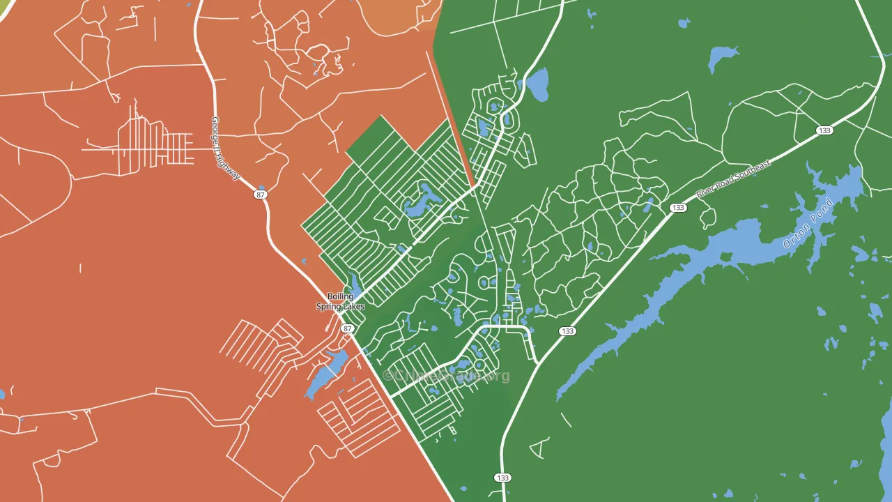Boiling Spring Lakes, NC Map of Assault Rates