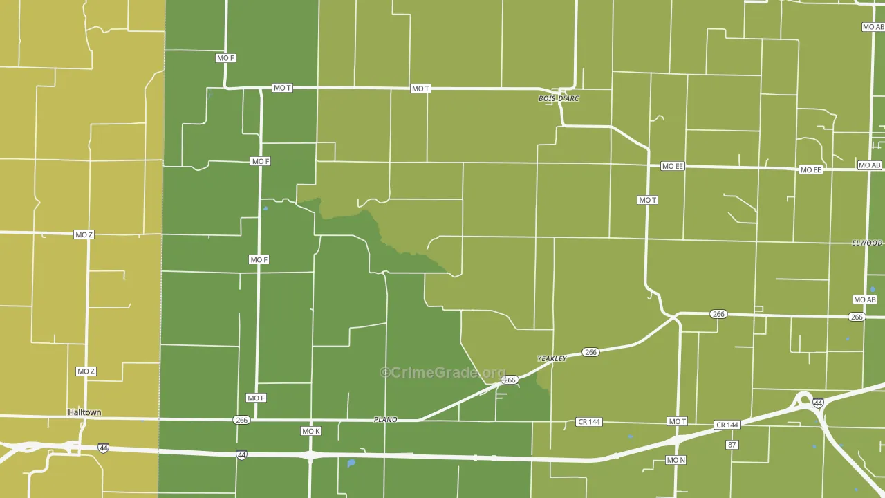 Bois D Arc, MO Map of Assault Rates