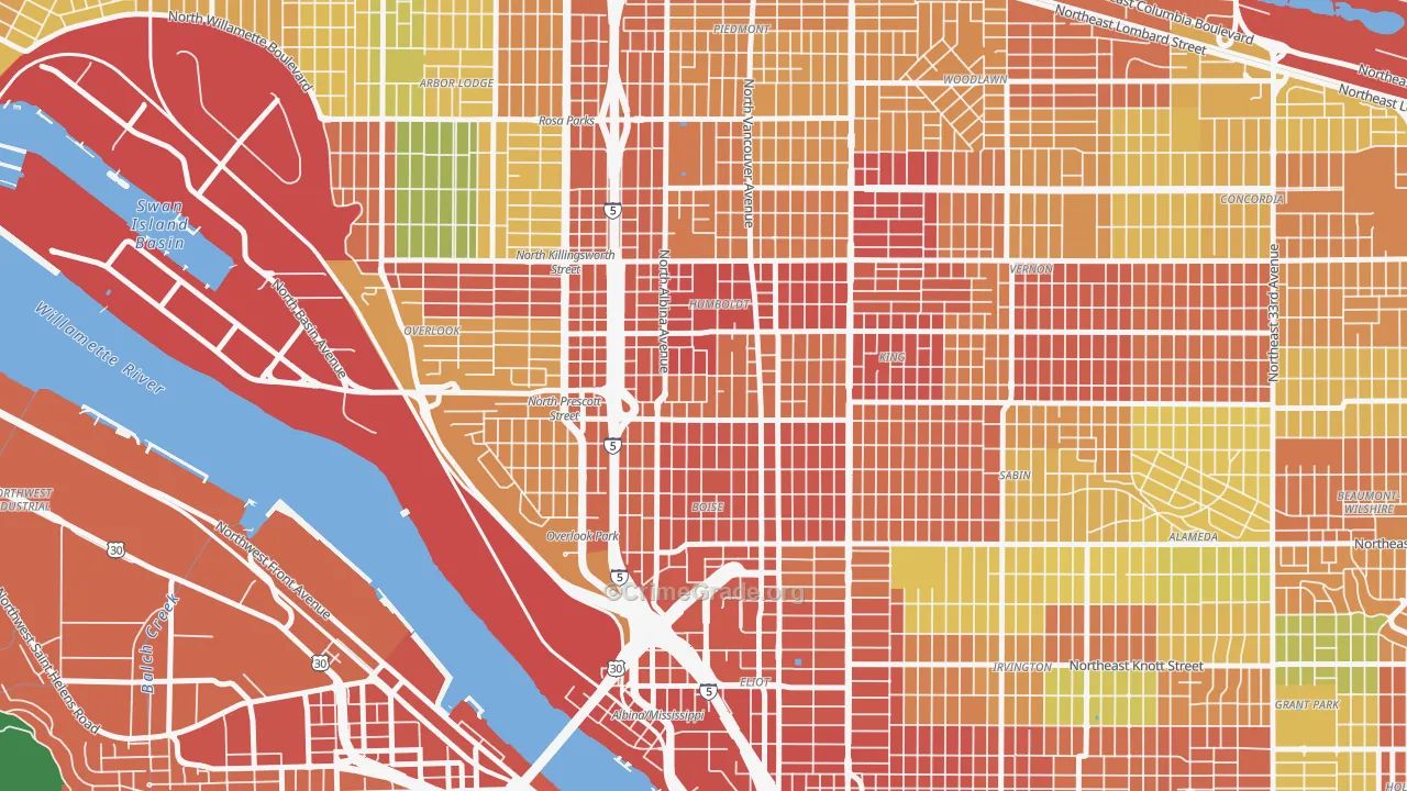 Boise, Portland, OR Map of Assault Rates