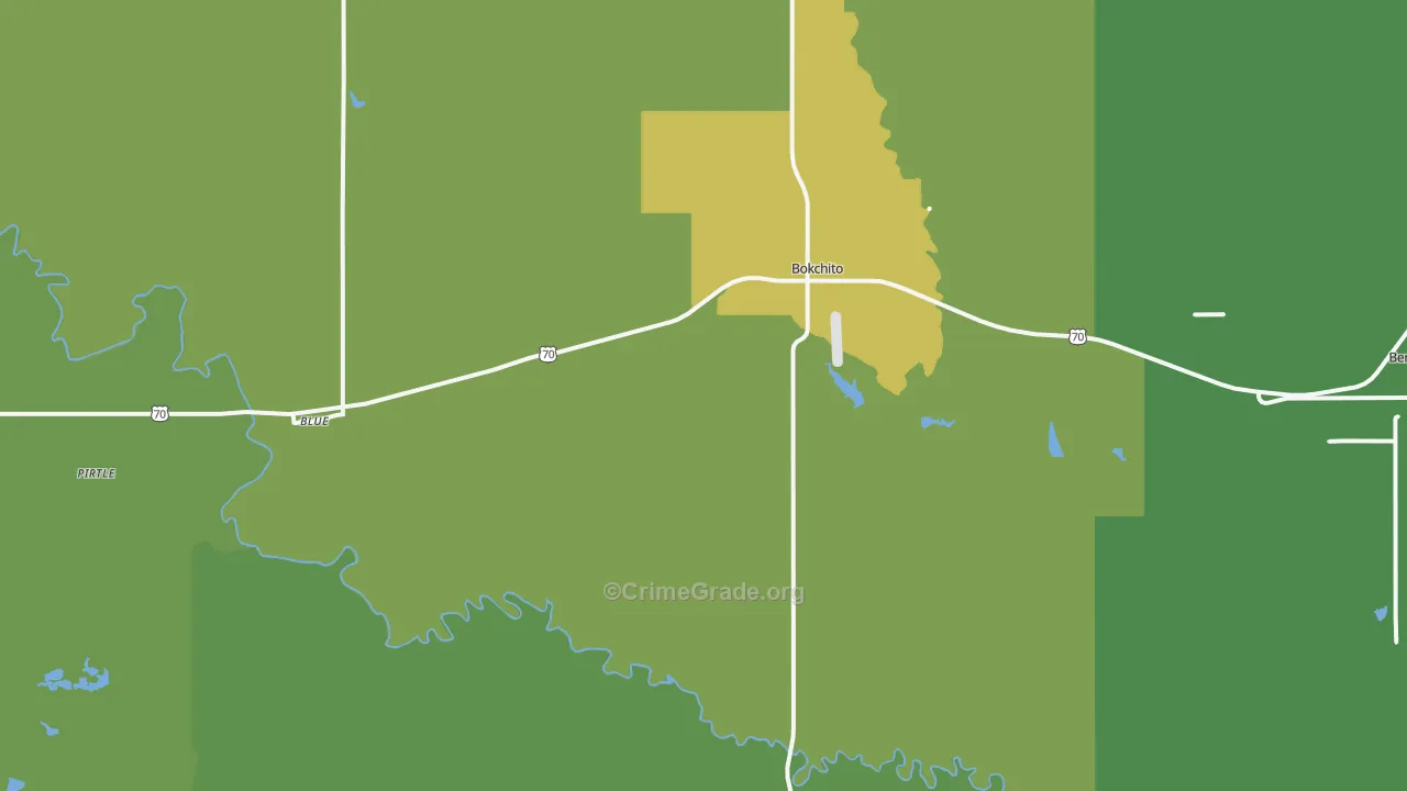 Bokchito, OK Map of Assault Rates