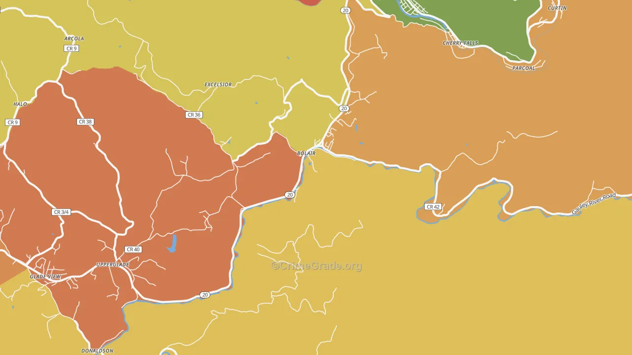 Bolair, WV Map of Assault Rates