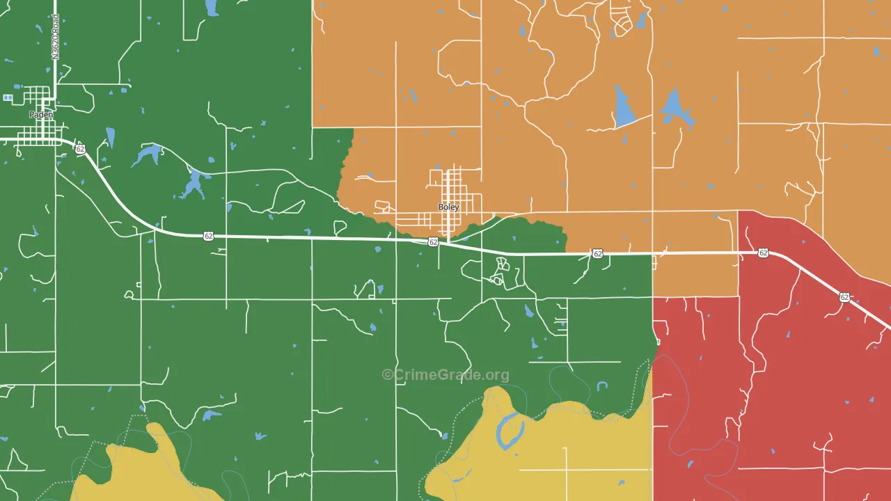 Boley, OK Map of Assault Rates