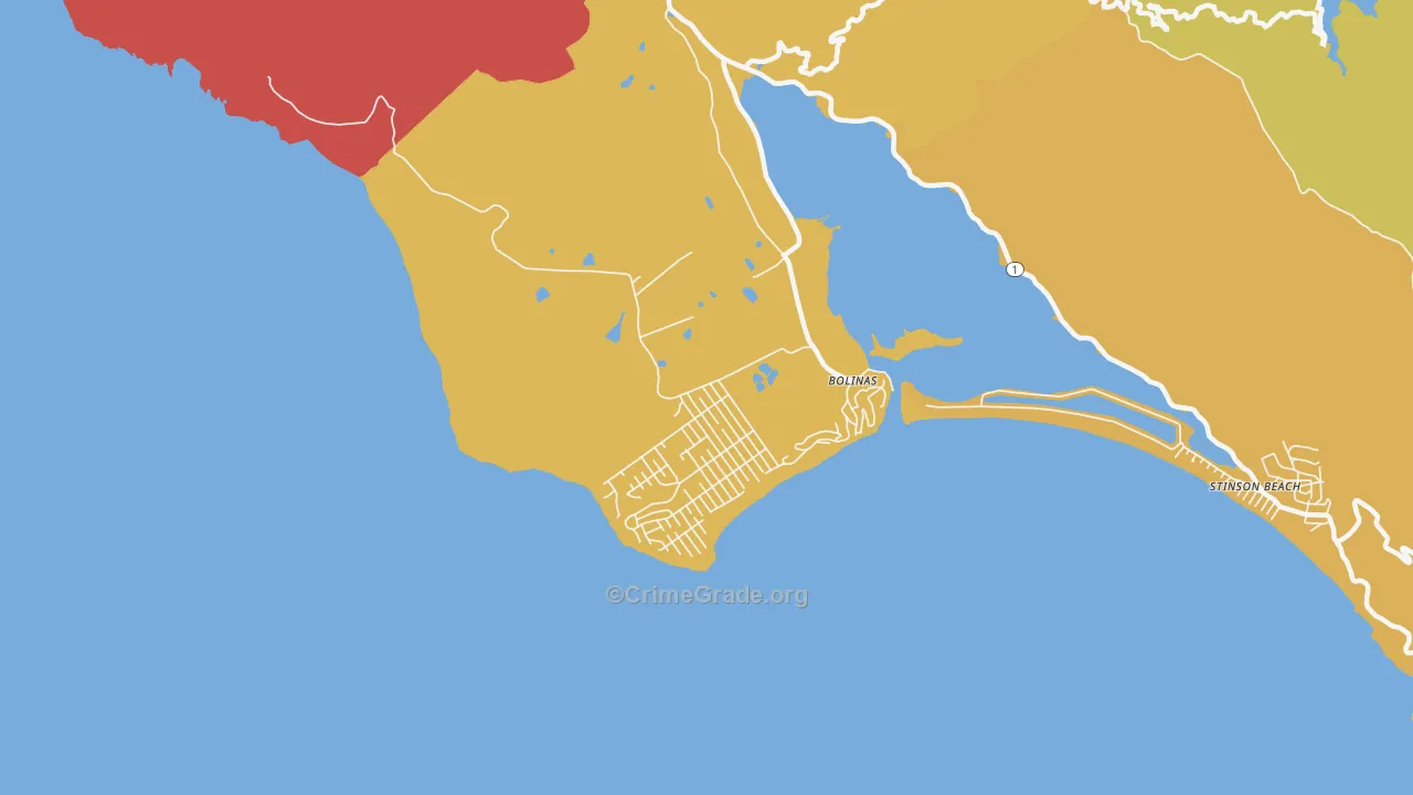 Bolinas, CA Map of Assault Rates