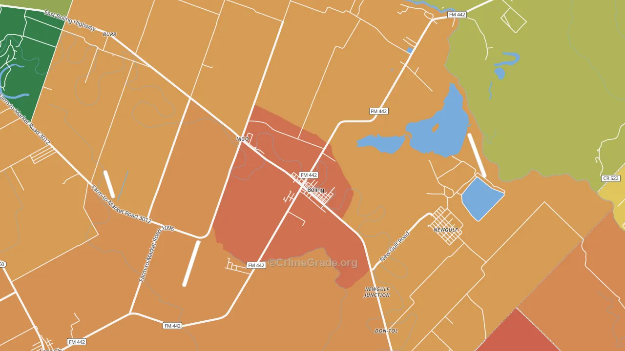 Boling, TX Map of Assault Rates