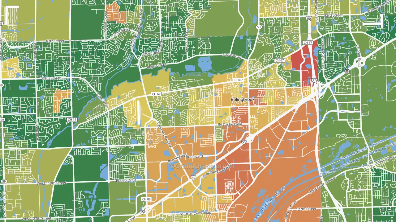 Bolingbrook, IL Map of Assault Rates