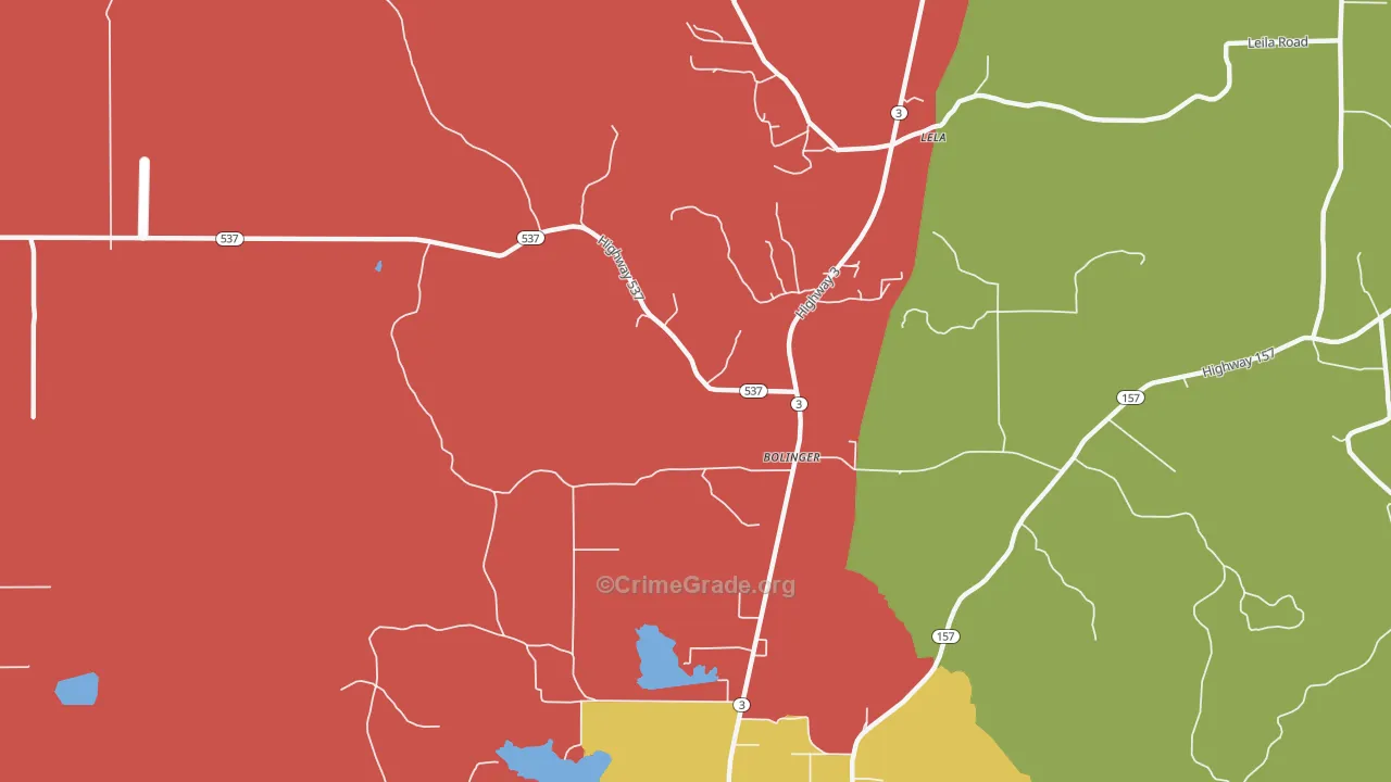 Bolinger, LA Map of Assault Rates