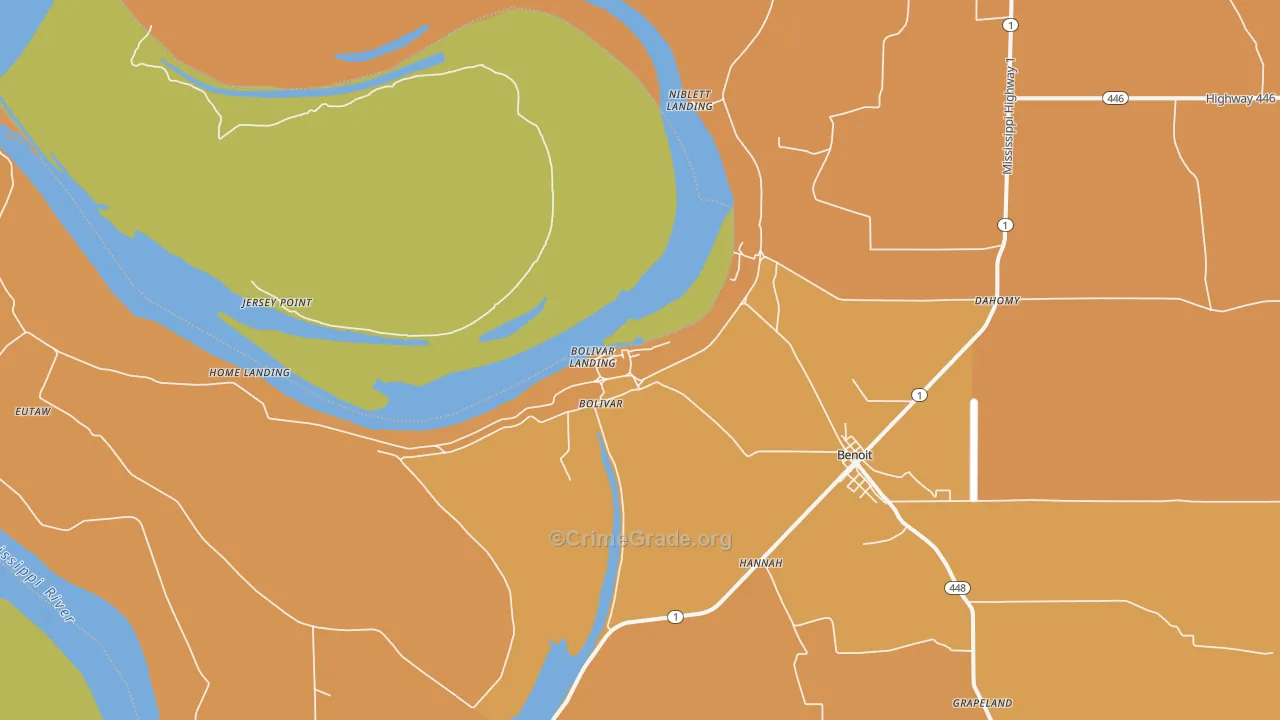 Bolivar, MS Map of Assault Rates