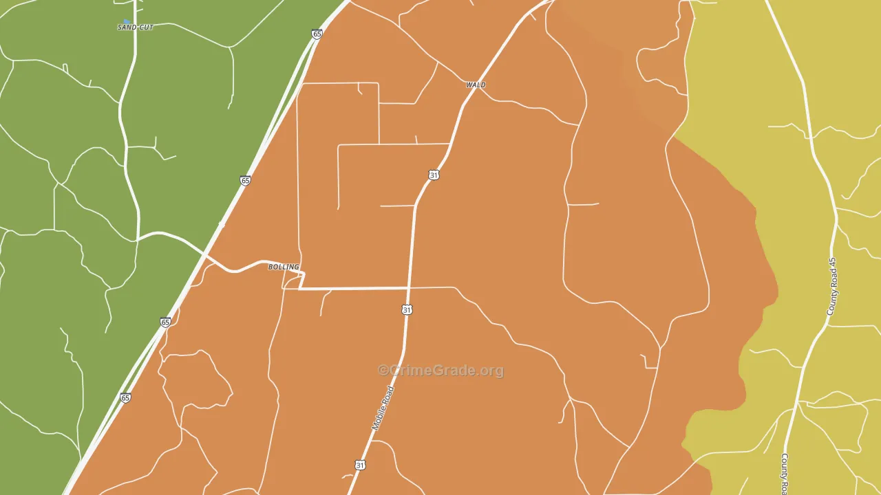 Bolling, AL Map of Assault Rates