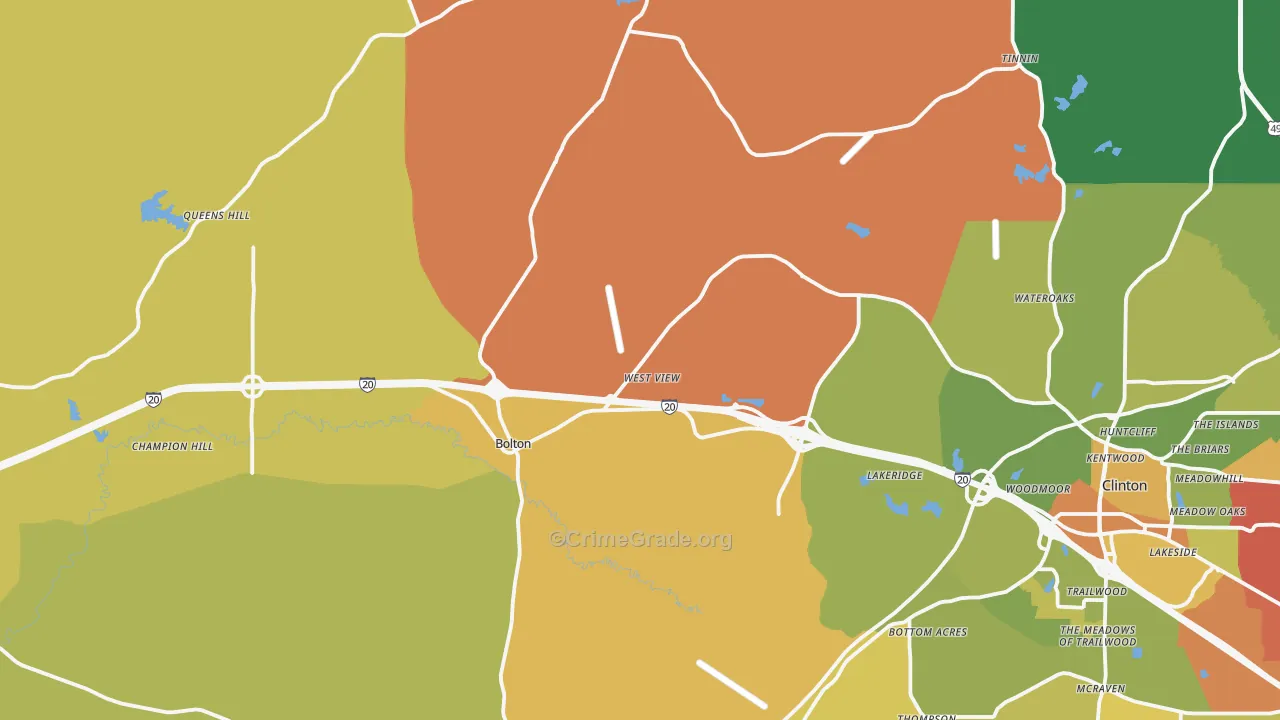 Bolton, MS Map of Assault Rates