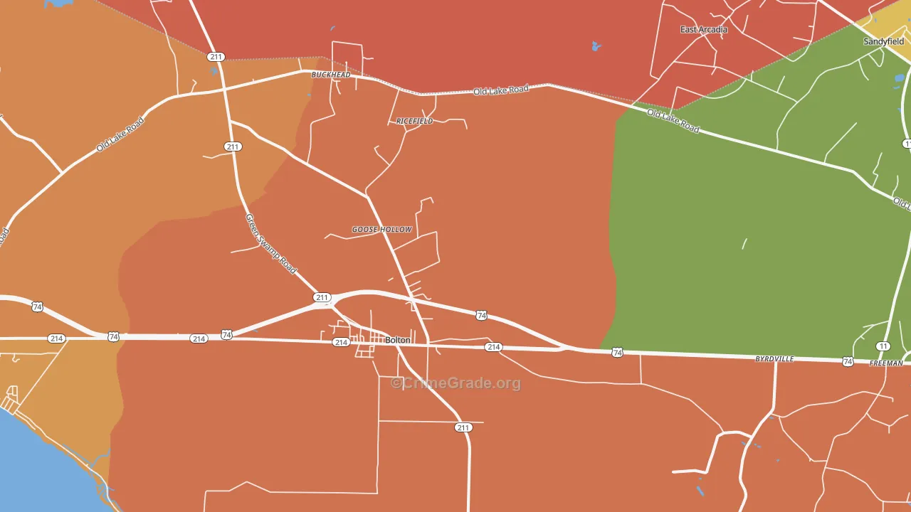 Bolton, NC Map of Assault Rates