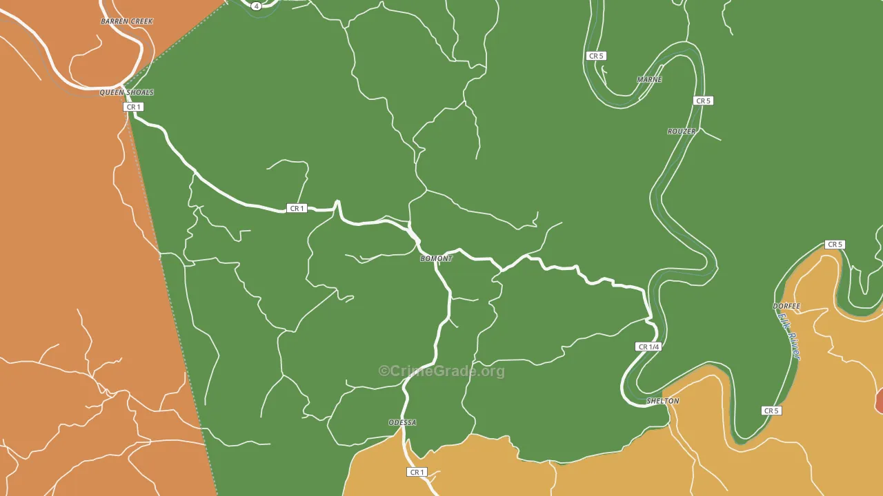 Bomont, WV Map of Assault Rates