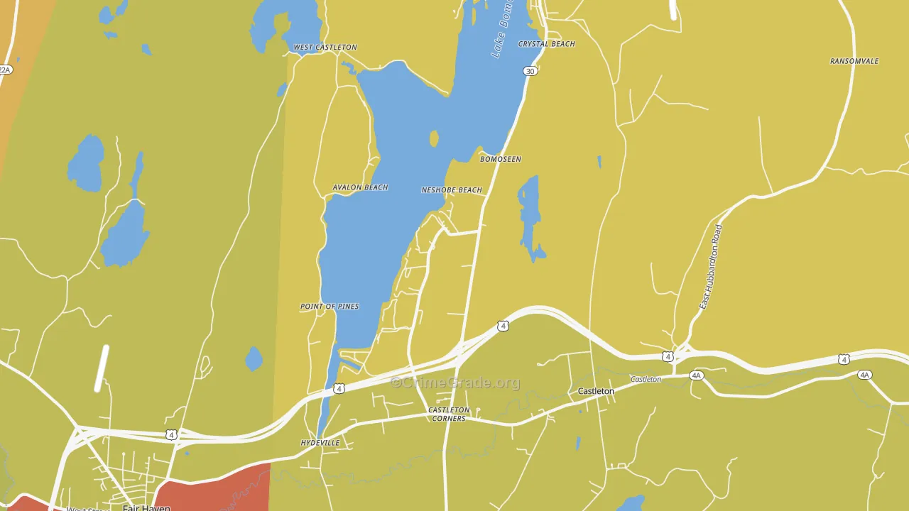 Bomoseen, VT Map of Assault Rates