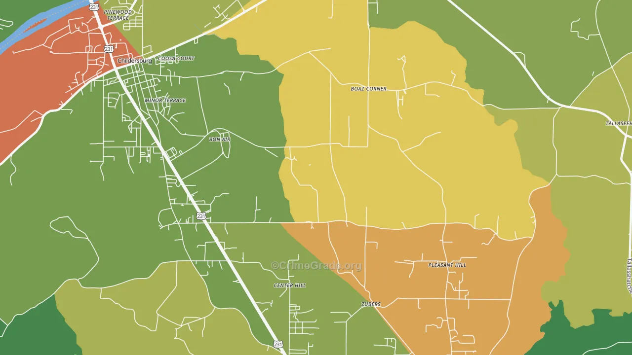 Bon Air, AL Map of Assault Rates
