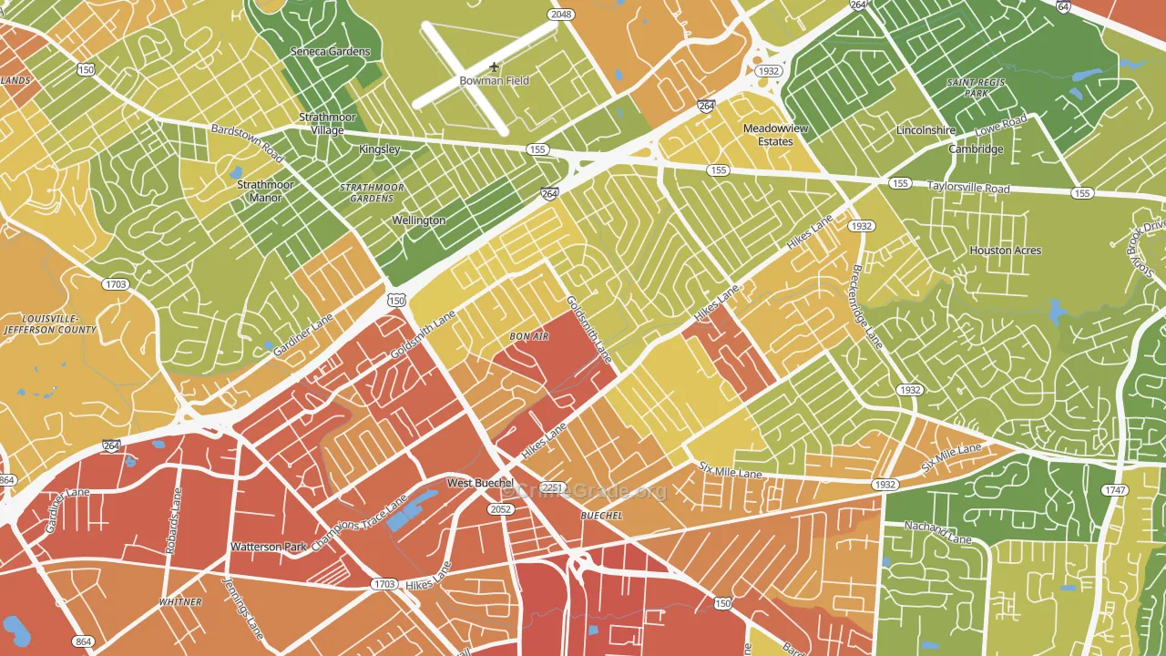Bon Air, Louisville, KY Map of Assault Rates