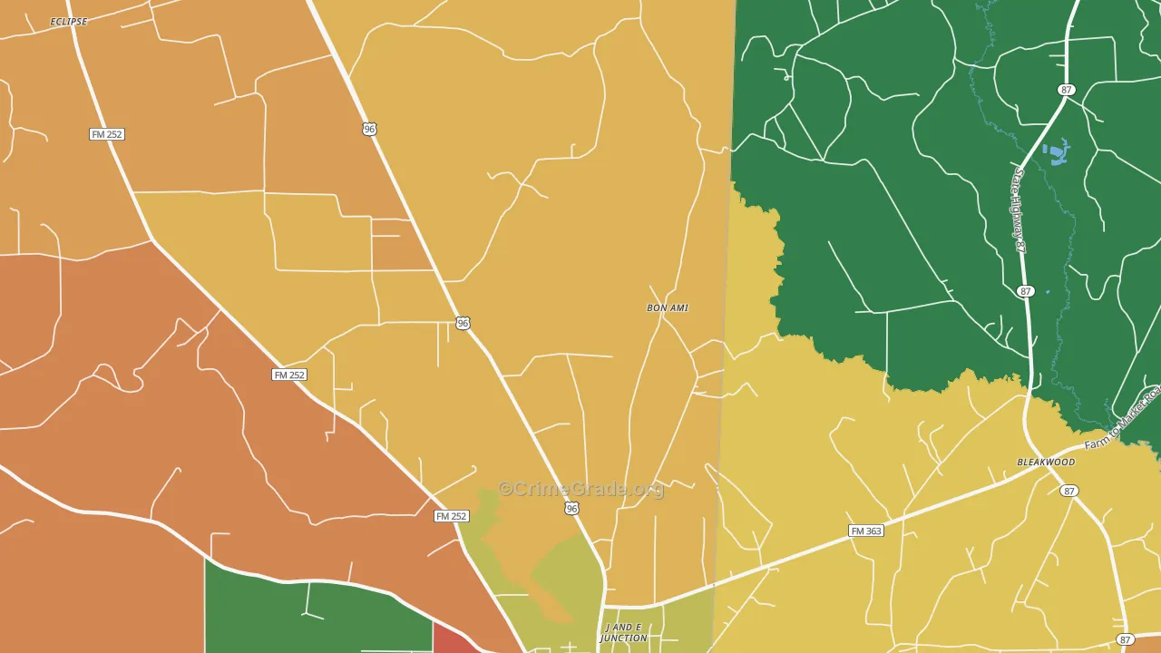 Bon Ami, TX Map of Assault Rates